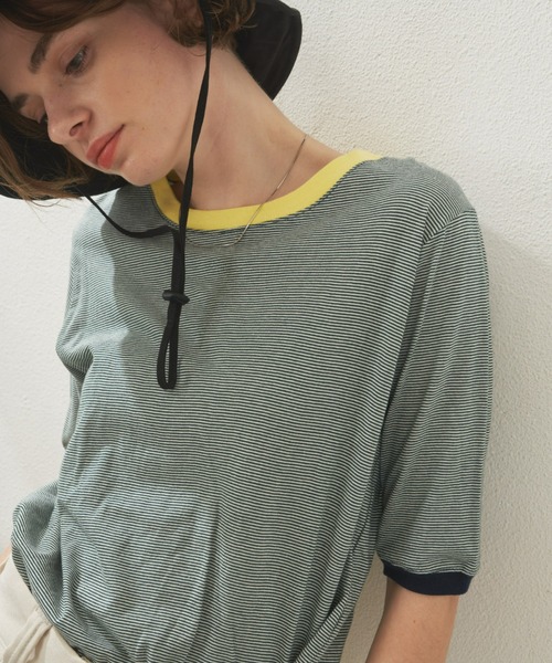 Unitage（ユニテージ）の「ボーダーリンガーT（Tシャツ/カットソー・レディース・レッド/ブラック/ダークグリーン・FREE）」の3枚目の写真