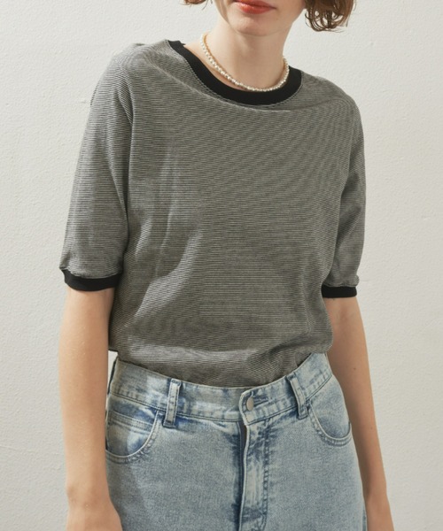 Unitage（ユニテージ）の「ボーダーリンガーT（Tシャツ/カットソー・レディース・レッド/ブラック/ダークグリーン・FREE）」の9枚目の写真