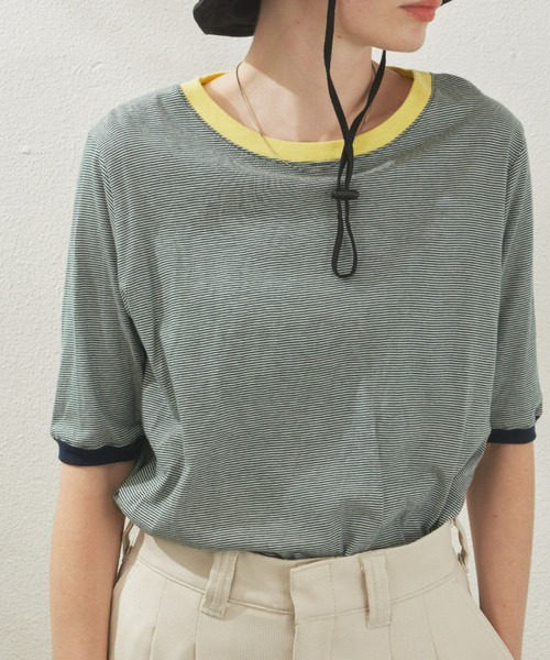 Unitage（ユニテージ）の「ボーダーリンガーT（Tシャツ/カットソー・レディース・レッド/ブラック/ダークグリーン・FREE）」の16枚目の写真