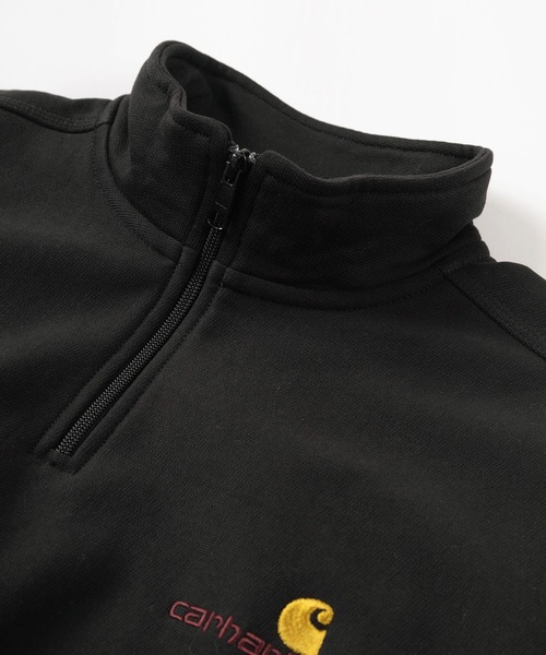 Carhartt WIP(カーハートダブリューアイピー)の「【Carhartt/カーハート】ワンポイント ブランドロゴ刺繍 ハーフジップ スウェット/HALF ZIP AMERICAN SCRIPT SWEAT SHIRT/裏起毛(スウェット・メンズ・ダークグリーン/グレー/ブラック/チャコールグレー/オートミール/ネイビー・L/M/XL)」の10枚目の写真