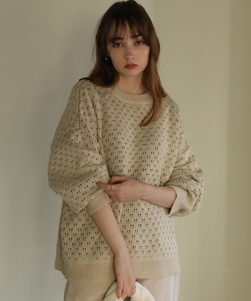 aity（アイティ）の「ショートニットプルオーバー（ニット/セーター・レディース・ブラック/アイボリー/ネイビー/イエロー/オレンジ/グリーン・M）」の11枚目の写真