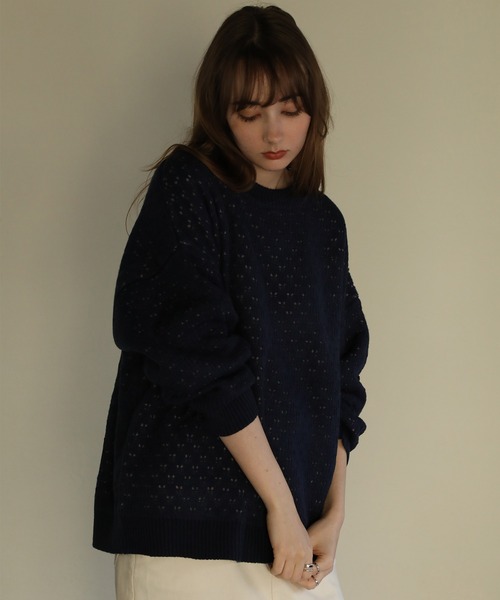 aity（アイティ）の「ショートニットプルオーバー（ニット/セーター・レディース・ブラック/アイボリー/ネイビー/イエロー/オレンジ/グリーン・M）」の22枚目の写真