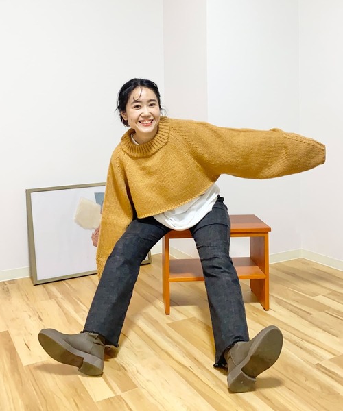 Couleur Meler（クルールメリー）の「Couleur Meler imoko　ダボダボスリーブニット（ニット/セーター・レディース・アイボリー/キャメル/ピンク・FREE）」の3枚目の写真