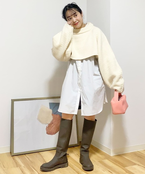 Couleur Meler（クルールメリー）の「Couleur Meler imoko　ダボダボスリーブニット（ニット/セーター・レディース・アイボリー/キャメル/ピンク・FREE）」の2枚目の写真