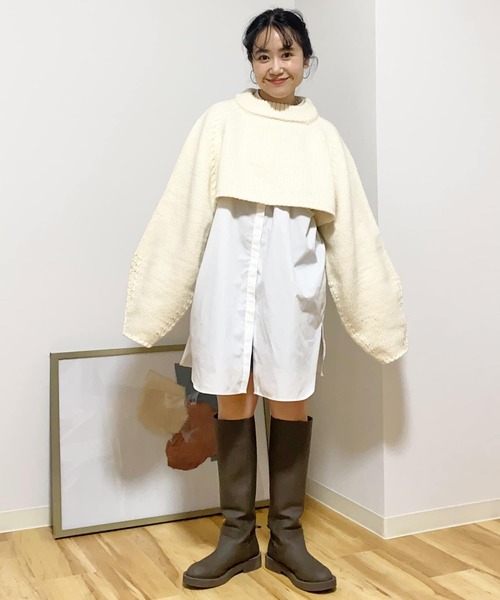 Couleur Meler（クルールメリー）の「Couleur Meler imoko　ダボダボスリーブニット（ニット/セーター・レディース・アイボリー/キャメル/ピンク・FREE）」の5枚目の写真