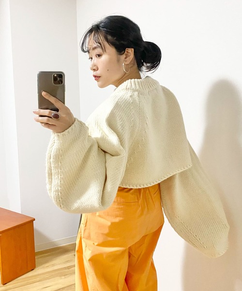 Couleur Meler（クルールメリー）の「Couleur Meler imoko　ダボダボスリーブニット（ニット/セーター・レディース・アイボリー/キャメル/ピンク・FREE）」の11枚目の写真