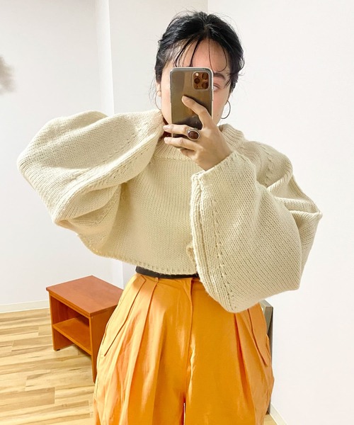 Couleur Meler（クルールメリー）の「Couleur Meler imoko　ダボダボスリーブニット（ニット/セーター・レディース・アイボリー/キャメル/ピンク・FREE）」の12枚目の写真