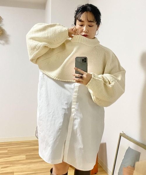 Couleur Meler（クルールメリー）の「Couleur Meler imoko　ダボダボスリーブニット（ニット/セーター・レディース・アイボリー/キャメル/ピンク・FREE）」の14枚目の写真