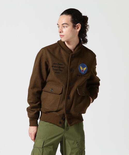 AVIREX（アヴィレックス）の「【WEB&DEPOT限定】WOOL A-1 JACKET / ウール A-1 ジャケット / AVIREX / アヴィレックス（ミリタリージャケット・メンズ・オリーブ系/タン・2XL/L/M/XL）」の4枚目の写真