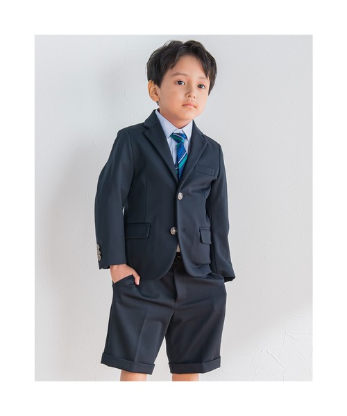 BeBe（ベベ）の「BeBe/フォーマルバーズアイジャケット(110~130cm)（テーラードジャケット・キッズ・ネイビー・120/130/110）」の2枚目の写真