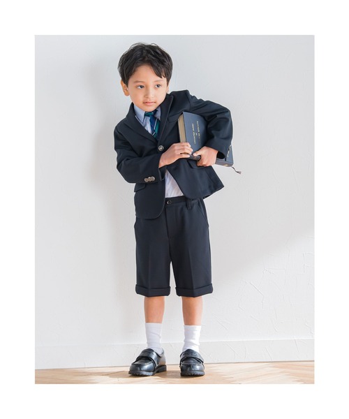 BeBe（ベベ）の「BeBe/フォーマルバーズアイジャケット(110~130cm)（テーラードジャケット・キッズ・ネイビー・120/130/110）」の3枚目の写真