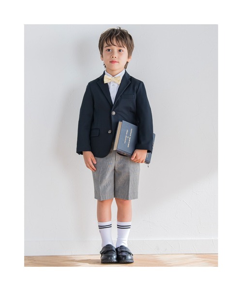 BeBe（ベベ）の「BeBe/フォーマルバーズアイジャケット(110~130cm)（テーラードジャケット・キッズ・ネイビー・120/130/110）」の4枚目の写真