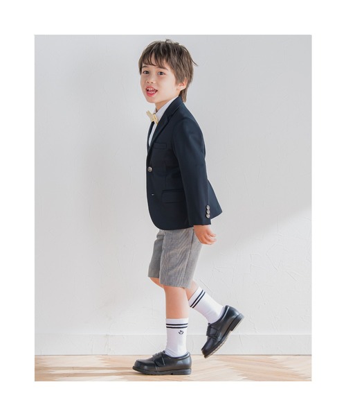BeBe（ベベ）の「BeBe/フォーマルバーズアイジャケット(110~130cm)（テーラードジャケット・キッズ・ネイビー・120/130/110）」の6枚目の写真