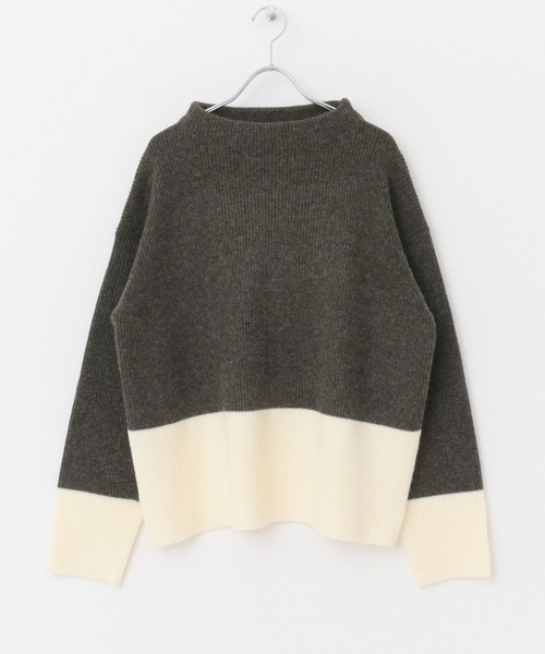 FORK&SPOON（フォークアンドスプーン）の「FORK&SPOON　片畦バイカラーニット（ニット/セーター・レディース・ネイビー/グレー・1）」の13枚目の写真