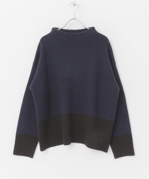 FORK&SPOON（フォークアンドスプーン）の「FORK&SPOON　片畦バイカラーニット（ニット/セーター・レディース・ネイビー/グレー・1）」の11枚目の写真