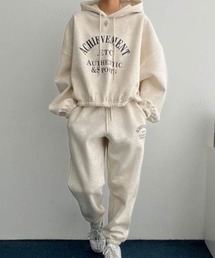 Dalfwin | 2023新作 韓国ファッション スウェット ルームウェア レディース 裏起毛あり【上下セット】ACHIEVEMENTセットアップ スウェット 2023SS 春(ルームウェア/パジャマ)