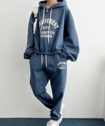 Dalfwin | 2023新作 韓国ファッション スウェット ルームウェア レディース 裏起毛あり【上下セット】ACHIEVEMENTセットアップ スウェット 2023SS 春(ルームウェア/パジャマ)