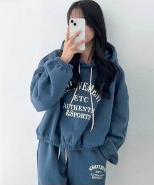 Dalfwin（ダールフィン）の「2023新作 韓国ファッション スウェット ルームウェア レディース 裏起毛あり【上下セット】ACHIEVEMENTセットアップ　スウェット　2023AW 秋冬新作（ルームウェア/パジャマ・レディース・オートミール/ブルー/ブラック・FREE）」の19枚目の写真