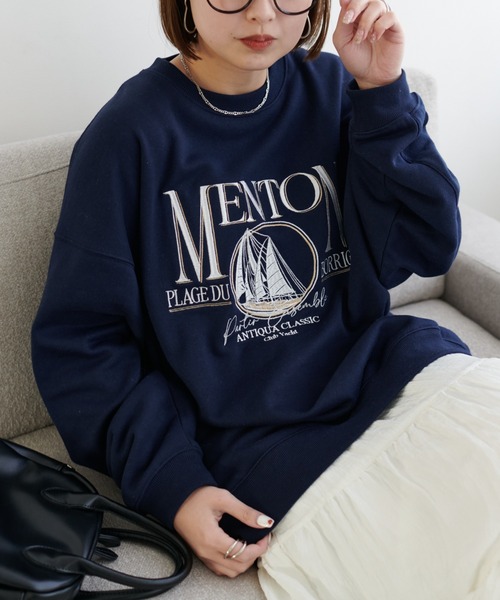 DISCOAT(ディスコート)の「【WEB限定】ヨットエンブロイダリービッグスウェット(スウェット・レディース・ネイビー/ライトベージュ/オフホワイト・FREE)」の13枚目の写真