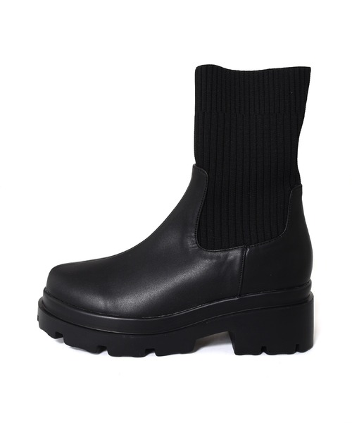 w closet（ダブルクローゼット）の「厚底ソックスブーツ（ブーツ・レディース・アイボリー/ブラック/ブラウン・M/L）」の12枚目の写真