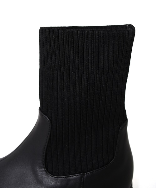 w closet（ダブルクローゼット）の「厚底ソックスブーツ（ブーツ・レディース・アイボリー/ブラック/ブラウン・M/L）」の16枚目の写真