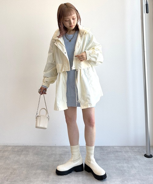 w closet（ダブルクローゼット）の「厚底ソックスブーツ（ブーツ・レディース・アイボリー/ブラック/ブラウン・M/L）」の21枚目の写真