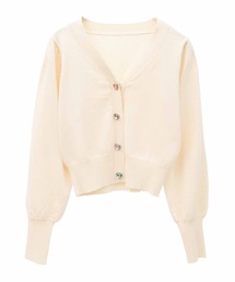 ハートビジューＶネックカーディガン