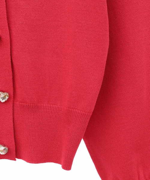 31 Sons de mode（トランテアン　ソン　ドゥ　モード）の「ハートビジューＶネックカーディガン（カーディガン/ボレロ・レディース・レッド/オフホワイト/ブラック・36）」の8枚目の写真