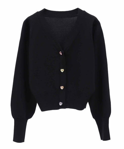 31 Sons de mode（トランテアン　ソン　ドゥ　モード）の「ハートビジューＶネックカーディガン（カーディガン/ボレロ・レディース・レッド/オフホワイト/ブラック・36）」の4枚目の写真