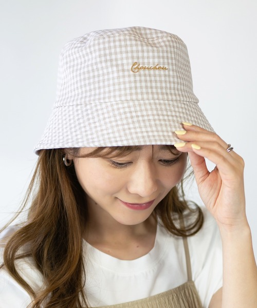 14+(イチヨンプラス)の「ギンガムチェック刺繍入りバケットハット(ハット・レディース・ベージュ/パープル/ブラック・FREE)」の22枚目の写真
