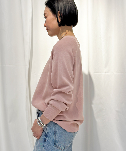 AP STUDIO（エーピーストゥディオ）の「SCENTOF シルクコットン スムースプルオーバーニット（ニット/セーター・レディース・サックスブルー/ベージュ/ピンク・FREE）」の4枚目の写真