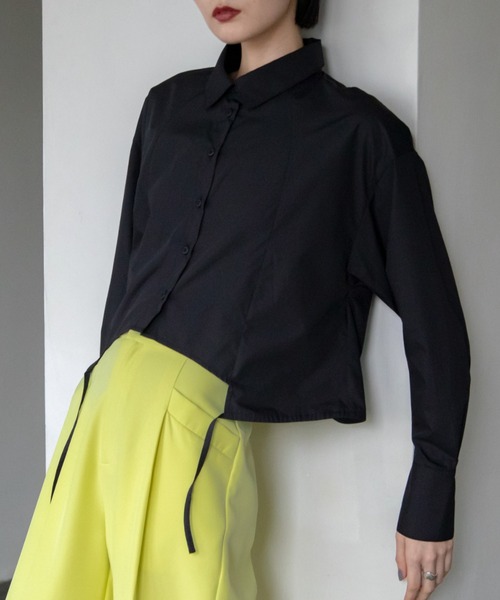 VACANCY(ヴァカンシー)の「ドロスト切替ショートシャツ(シャツ/ブラウス・レディース・ブルー/ホワイト/ブラック・FREE)」の3枚目の写真