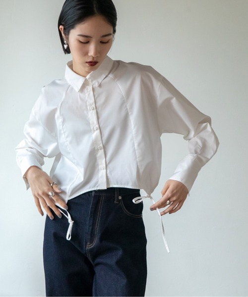 VACANCY(ヴァカンシー)の「ドロスト切替ショートシャツ(シャツ/ブラウス・レディース・ブルー/ホワイト/ブラック・FREE)」の19枚目の写真