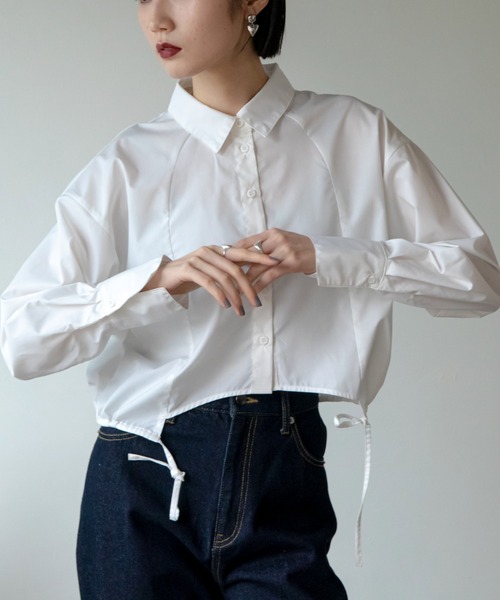 VACANCY(ヴァカンシー)の「ドロスト切替ショートシャツ(シャツ/ブラウス・レディース・ブルー/ホワイト/ブラック・FREE)」の14枚目の写真