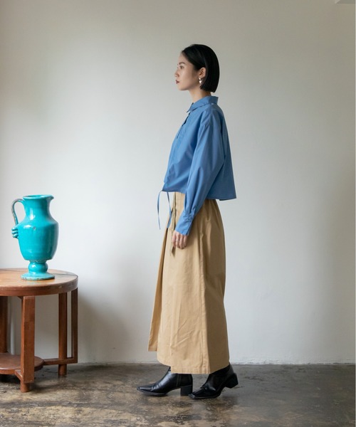 VACANCY(ヴァカンシー)の「ドロスト切替ショートシャツ(シャツ/ブラウス・レディース・ブルー/ホワイト/ブラック・FREE)」の13枚目の写真