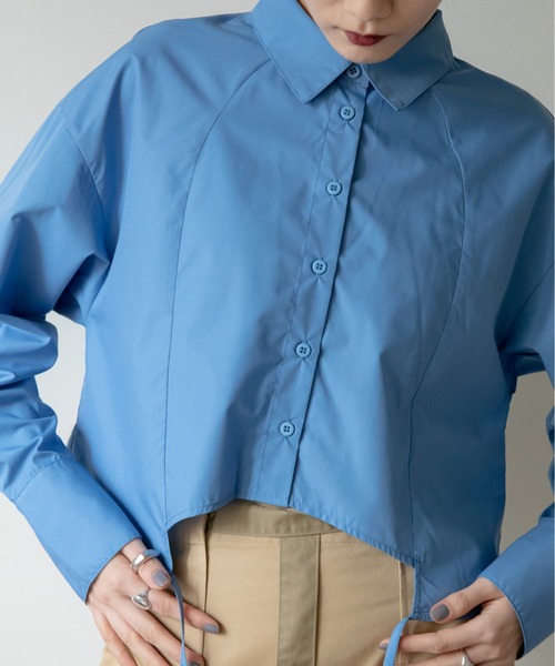 VACANCY(ヴァカンシー)の「ドロスト切替ショートシャツ(シャツ/ブラウス・レディース・ブルー/ホワイト/ブラック・FREE)」の17枚目の写真