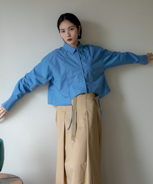 VACANCY(ヴァカンシー)の「ドロスト切替ショートシャツ(シャツ/ブラウス・レディース・ブルー/ホワイト/ブラック・FREE)」の18枚目の写真