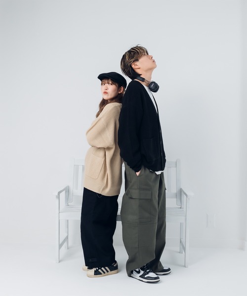 kutir(クティール)の「ビックシルエットワッフルニットカーディガン(カーディガン/ボレロ・メンズ・ミント/オレンジ/ライトベージュ/ブラック・MEDIUM/SMALL/LARGE)」の7枚目の写真