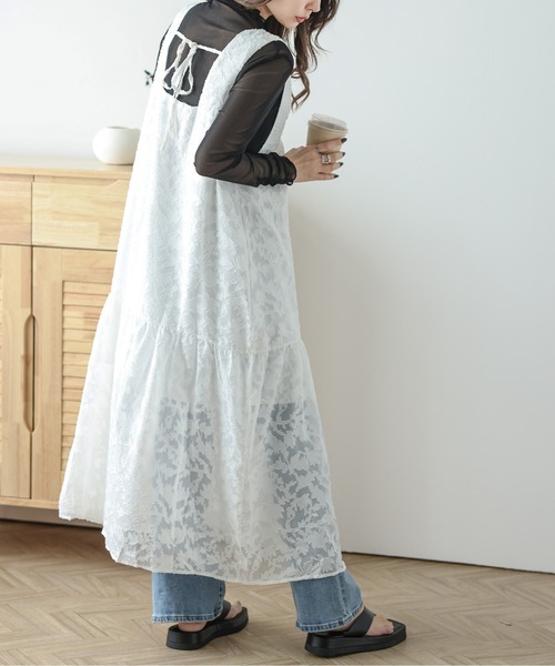 AMELY(エミリー)の「ジャガードレースワンピース(ワンピース・レディース・ホワイト/ブラック・M/L)」の3枚目の写真