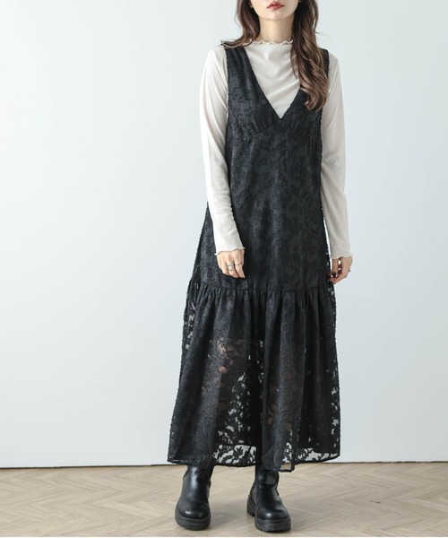 AMELY(エミリー)の「ジャガードレースワンピース(ワンピース・レディース・ホワイト/ブラック・M/L)」の17枚目の写真