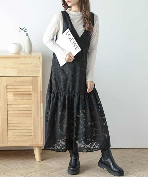 AMELY(エミリー)の「ジャガードレースワンピース(ワンピース・レディース・ホワイト/ブラック・M/L)」の7枚目の写真