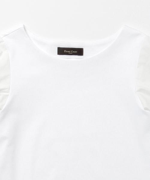 Demi-Luxe BEAMS（デミルクス ビームス）の「Demi-Luxe BEAMS / ボートネック ツイスト袖 プルオーバー（Tシャツ/カットソー・レディース・ホワイト/ネイビー・ONE SIZE）」の3枚目の写真