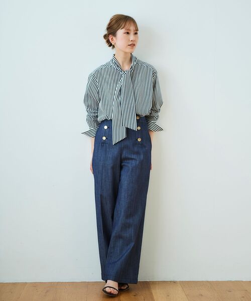 le.coeur blanc(ルクールブラン)の「ローンストライプボウタイシャツ(シャツ/ブラウス・レディース・ブルー系その他4/ブラウン系その他3・38)」の10枚目の写真