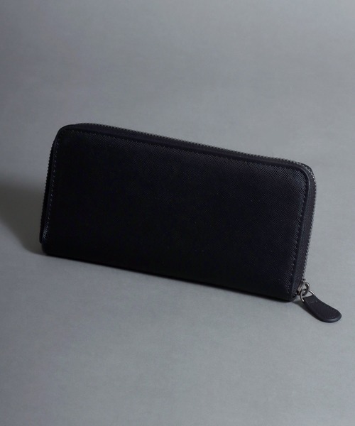 SITRY（シトリー）の「Saffiano Synthetic Leather zip-around wallet/サフィアーノ フェイクレザー ラウンドファスナー財布（財布・メンズ・ブラック/ネイビー・FREE）」の3枚目の写真