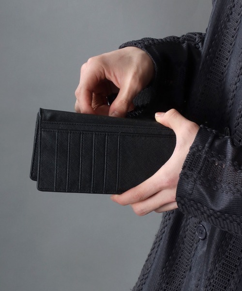 SITRY（シトリー）の「Saffiano Synthetic Leather zip-around wallet/サフィアーノ フェイクレザー ラウンドファスナー財布（財布・メンズ・ブラック/ネイビー・FREE）」の6枚目の写真