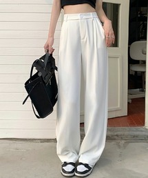 タックスラックスパンツ ハイウエスト セミワイドパンツ スラックス パンツ きれいめ カジュアル オフィスカジュアル 春服 秋服