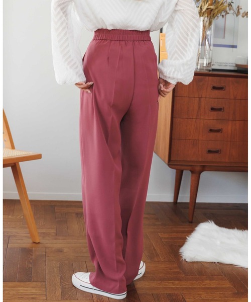 COCOMOMO(ココモモ)の「10色展開 タックスラックスパンツ ハイウエスト セミワイドパンツ スラックス パンツ きれいめ カジュアル オフィスカジュアル 春服 秋服(スラックス・レディース・グリーン/ダークグレー/ブラック/オレンジ/ワイン系/ホワイト/ダークブラウン/ピンク/ブルー/ベージュ・L/M/XL/S)」の15枚目の写真