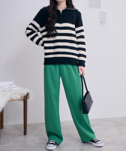 COCOMOMO(ココモモ)の「10色展開 タックスラックスパンツ ハイウエスト セミワイドパンツ スラックス パンツ きれいめ カジュアル オフィスカジュアル 春服 秋服(スラックス・レディース・グリーン/ダークグレー/ブラック/オレンジ/ワイン系/ホワイト/ダークブラウン/ピンク/ブルー/ベージュ・L/M/XL/S)」の20枚目の写真