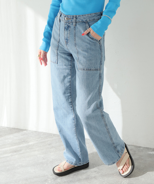 gina tricot(ジーナトリコ)の「【GINA TRICOT/ジーナトリコ】Worker jeans:デニムパンツ(デニムパンツ・レディース・ネイビー・34)」の1枚目の写真
