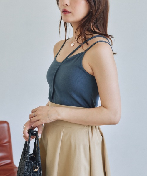 VANNIE U（ヴァニーユー）の「アシメカップキャミソール/2WAY（キャミソール・レディース・ベージュ/アイボリー/ブルー・FREE）」の7枚目の写真